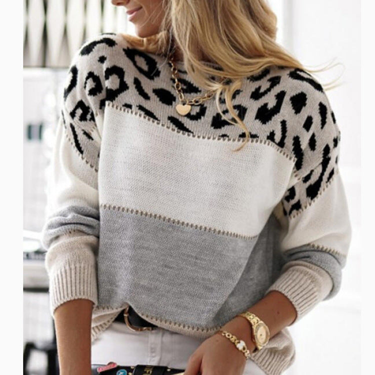 Damen Modischer Batik-Pullover mit animalischem Muster R&B