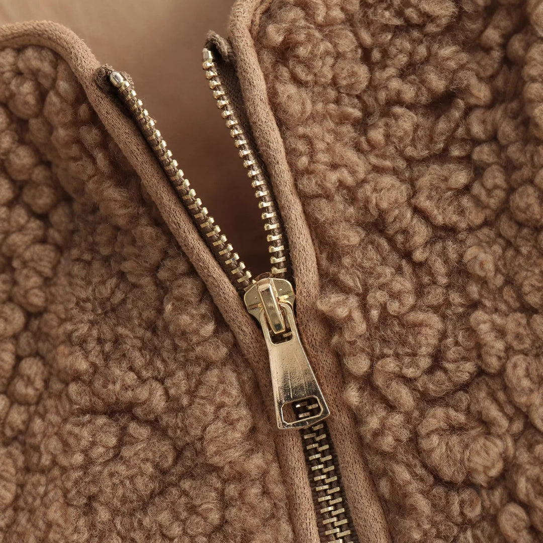 Damen kuschelige Teddyjacke mit Reißverschluss und praktischen Taschen R&B