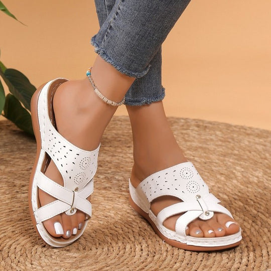 Damen Relaxsandalen mit perforiertem Obermaterial und anatomischer Fußbettung R&B