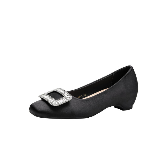 Damen Ballerina-Schuhe mit funkelnder Schnallenverzierung und weichem Obermaterial R&B