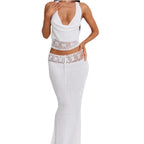 Damen luftiges Stricktop und Maxikleid Set