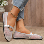 Damen Komfortable Netz-Ballerinas mit dekorativem Riemchen R&B