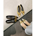 Damen elegante Ballerinas mit luxuriösem Metallakzent