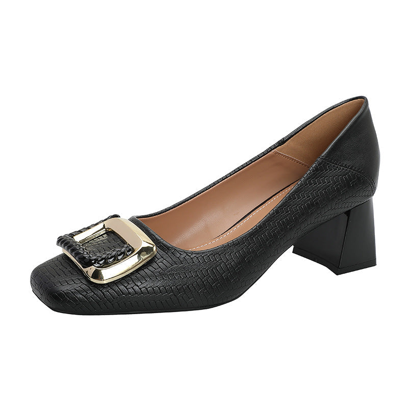 Damen Bequeme Pumps mit elegantem quadratischem Zehenbereich und luxuriösem Schmuckdetail