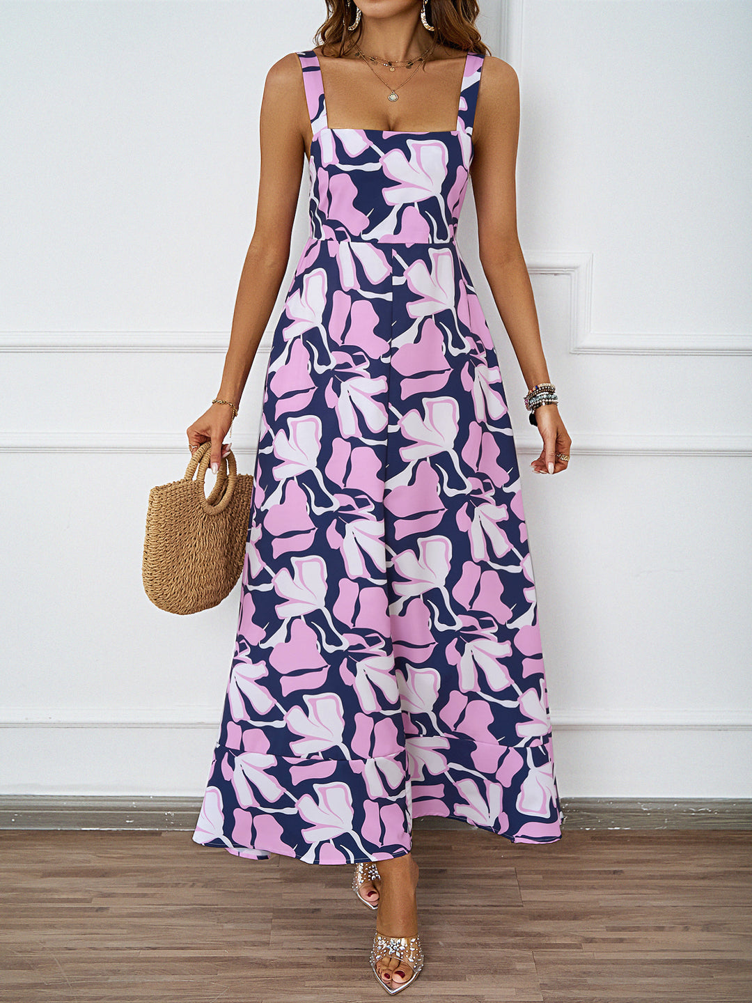 Damen Maxikleid mit modernem Blumendesign und schmeichelnder Silhouette R&B