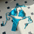 Damen Triangel-Bikini mit verstellbaren Trägern und glänzenden Akzenten R&B