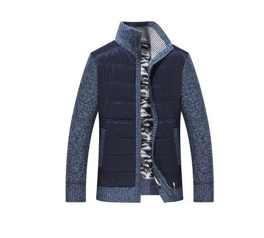 Herren modische Steppjacke mit Strickdetails und hohem Kragen