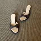 Damen elegante Keil-Mules mit geschwungener Sohle