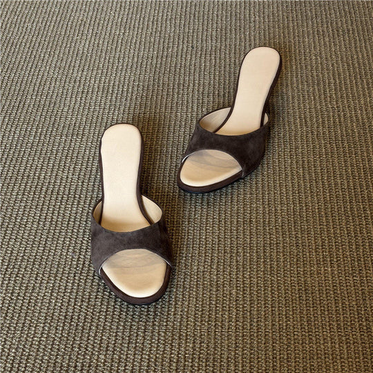 Damen elegante Keil-Mules mit geschwungener Sohle R&B