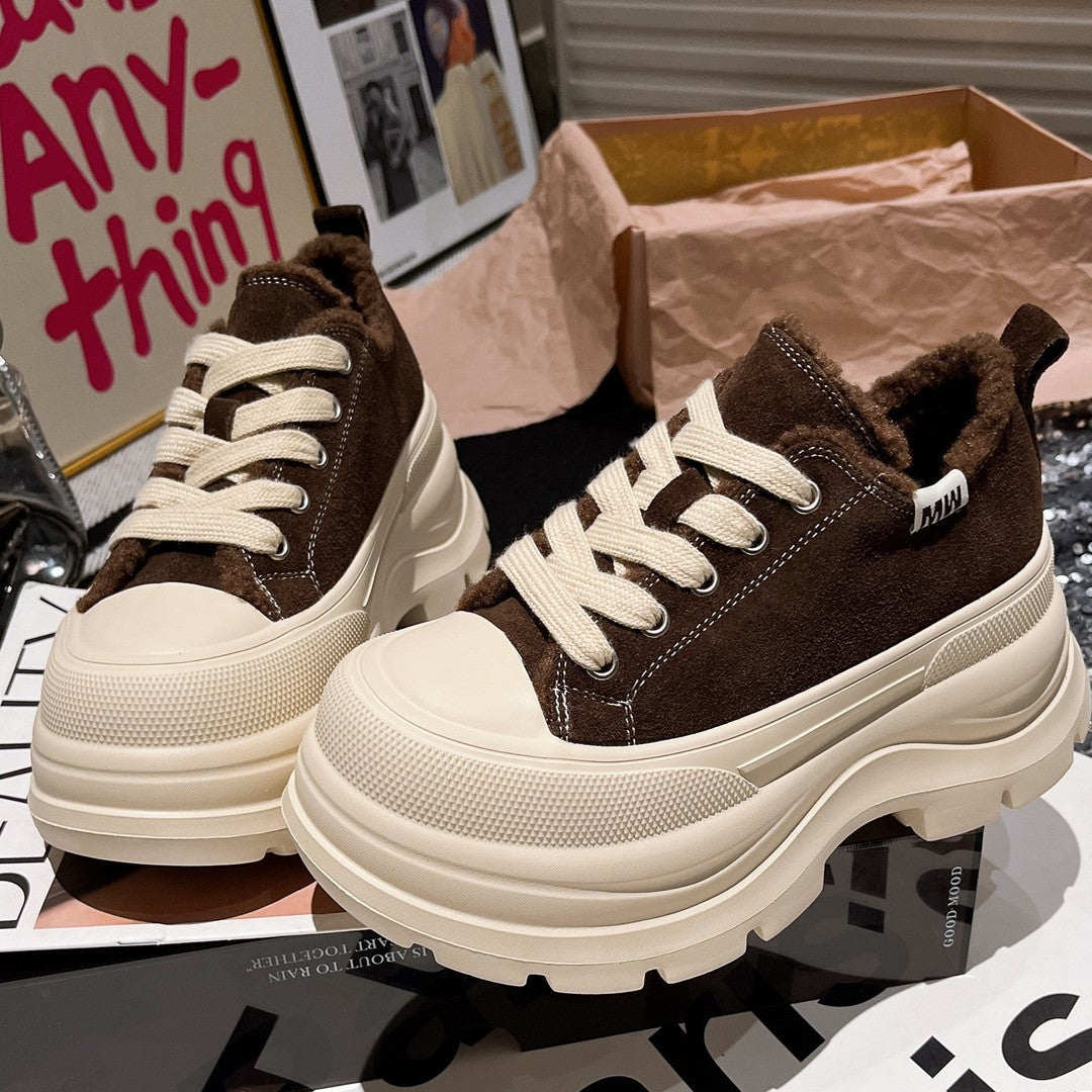 Damen Sneakers mit luxuriösem Fleece-Innenfutter und robustem Plateau R&B