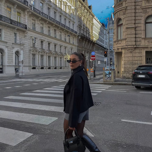 Damen Modische Oversized Jacke mit doppelter Knopfreihe und weichem Innenfutter R&B