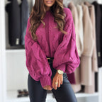 Damen Strickpullover mit Kabelmuster und Oversized-Schnitt R&B
