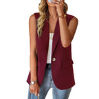 Damen ärmelloses Blazer-Oberteil mit taillierter Silhouette R&B