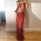 Damen Maxikleid mit raffiniertem Cut-Out-Design und zarten Trägern R&B