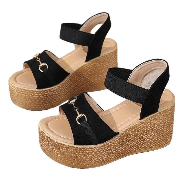 Damen Wedge-Sandalen mit luxuriösen Riemen und rutschfester Sohle R&B