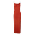 Damen Elegantes Langarm-Maxikleid mit tiefem V-Ausschnitt und zarten Rüschendetails EB