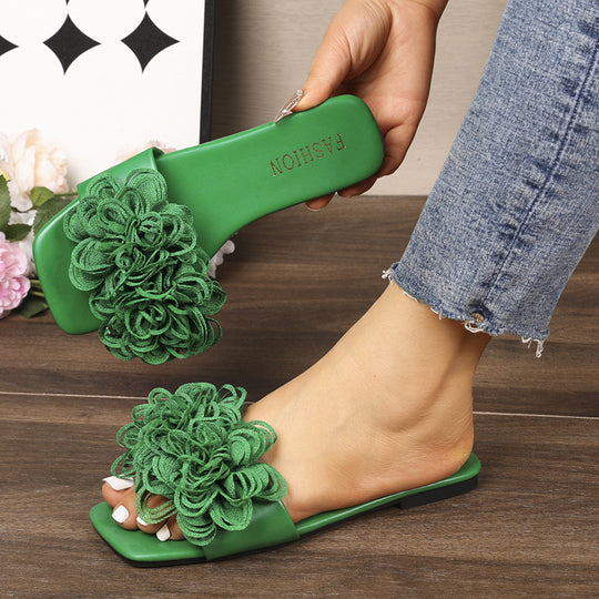 Damen elegante Slide-Sandalen mit floralen Applikationen R&B