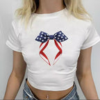 Damen Crop-T-Shirt mit kreativen Schleifen-Details R&B