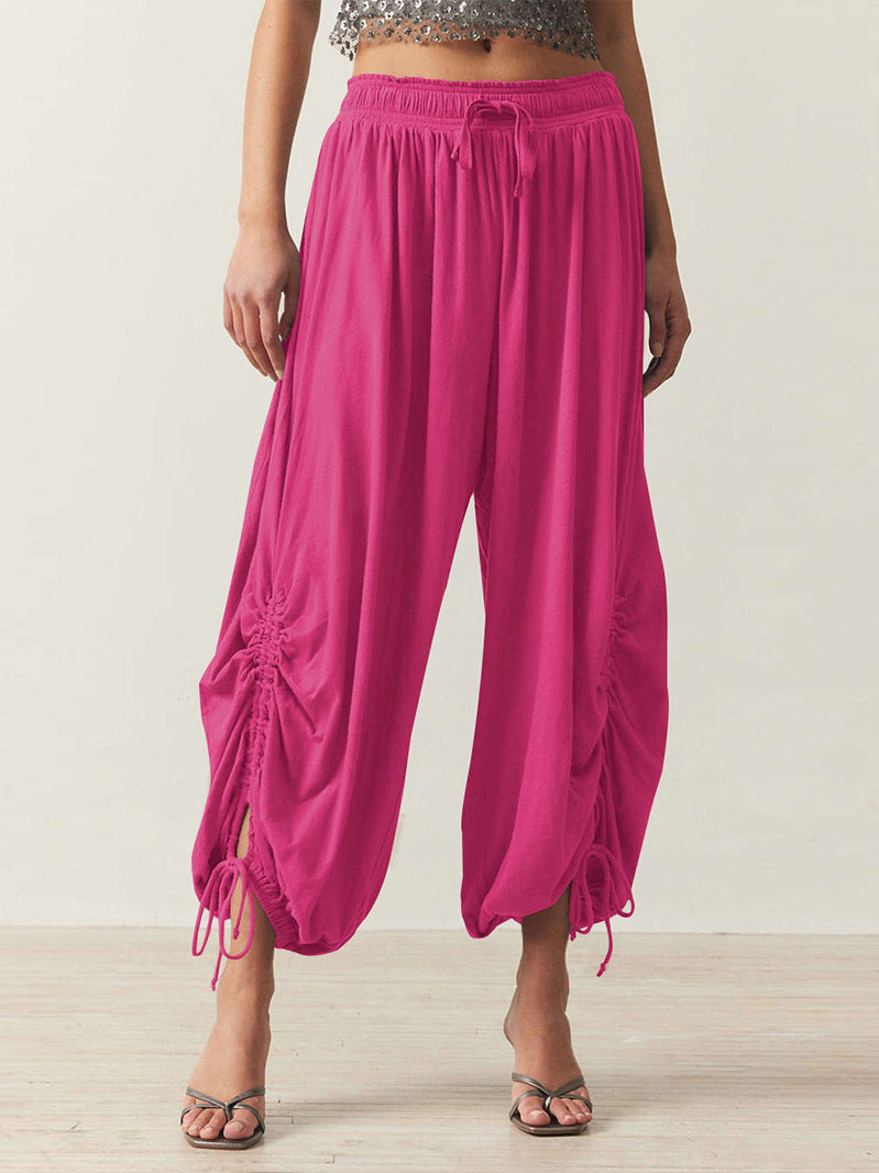 Damen luftige Chino-Hose mit verstellbarem Bund und Kordelzug R&B