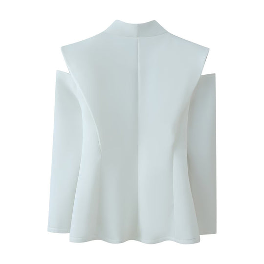 Damen elegante Blazerjacke mit modernem Schnitt und außergewöhnlichem Kragen R&B