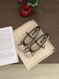 Damen elegante Ballerinas mit floralem Muster und zierlichen Riemen R&B