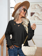 Damen Strickpullover mit modischem Knopfdesign R&B