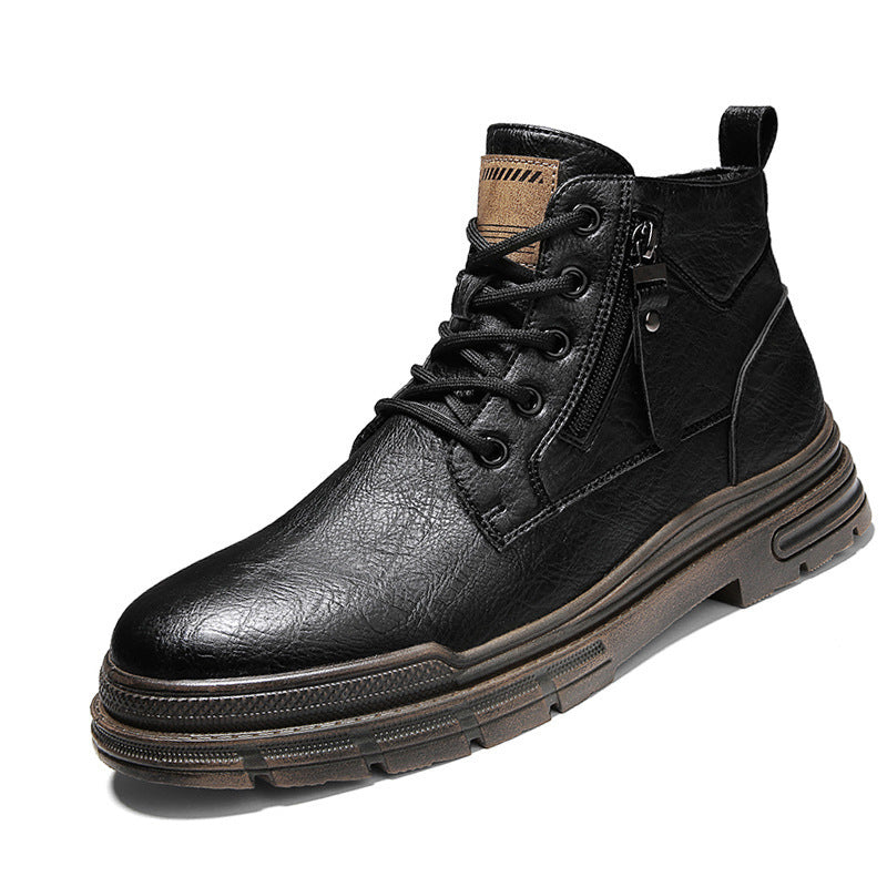 Damen Robuste Lederstiefel mit praktischem Reißverschluss und dämpfender Sohle R&B