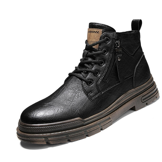 Damen Robuste Lederstiefel mit praktischem Reißverschluss und dämpfender Sohle R&B
