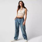 Damen Lässige High-Waist Jeans mit praktischen Seitentaschen R&B