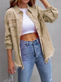 Damen Stylische Overshirt-Jacke mit fransigem Saum R&B