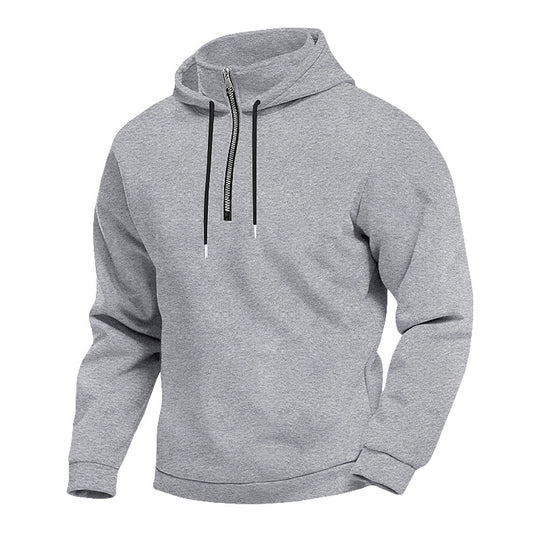 Herren nan Kapuzenpullover mit kurzem Reißverschluss, doppellagiger Kapuze und Kordelzug R&B