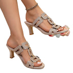 Damen Offene Slingback-Pumps mit modischem Glitzerakzent und elegantem Blockabsatz R&B