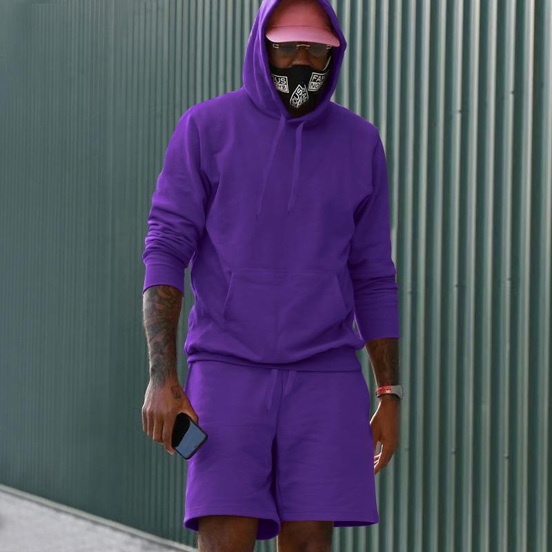 R&B Herren Hoodie-Shorts-Set mit Kängurutasche