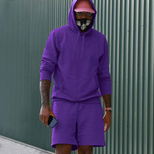 R&B Herren Hoodie-Shorts-Set mit Kängurutasche