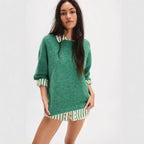 Damen Stylish halbtransparentes Sweatshirt mit Spitze und lässigem Schnitt