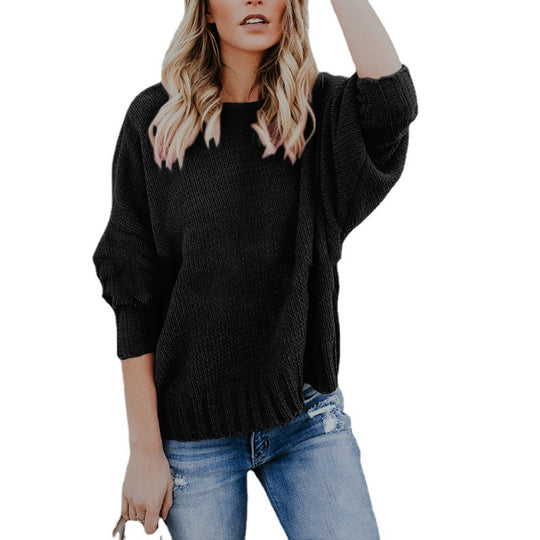Damen Strickpullover mit tiefem V-Ausschnitt und weitem Schnitt R&B