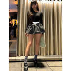 Damen Modischer Minisch skirt mit elastischem Bund und seitlichem Kordelzug R&B