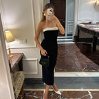 Damen Elegantes Maxi-Kleid mit schulterfreiem Oberteil und raffinierten Details R&B