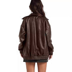 Damen Lässige Oversized-Jacke mit elastischen Bündchen und praktischen Taschen R&B