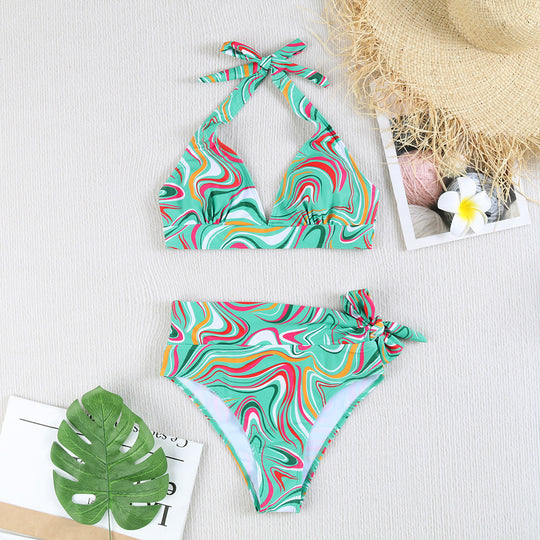 Damen Bikini-Set mit verspieltem Haltertop und hochgeschnittenem Höschen R&B