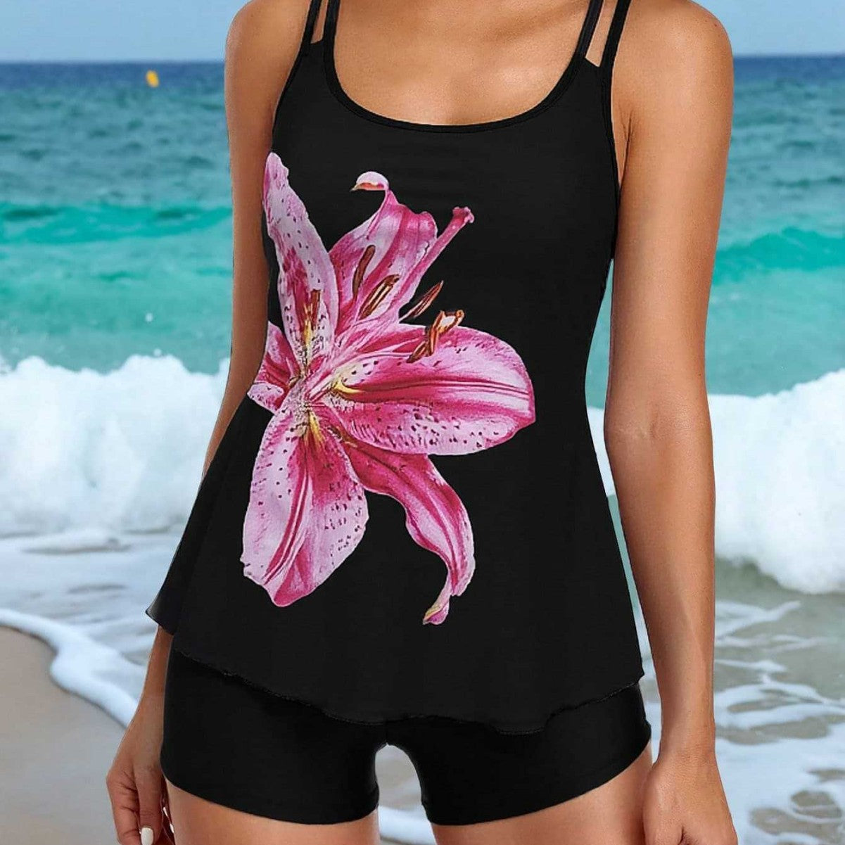 Damen Tankini mit floralem Motiv und bequemen Shorts R&B