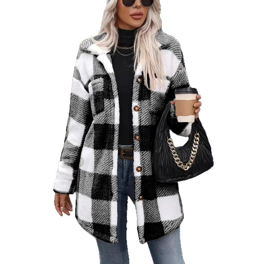 Damen Oversized Karofleecejacke R&B