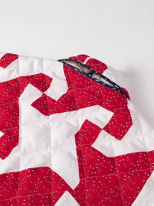 Damen gestepptes Überwurfjacke mit modernem Grafikdesign und großzügigen Taschen R&B