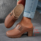 Damen Clogs mit modischem Schnallen-Design und komfortablem blockiertem Absatz R&B