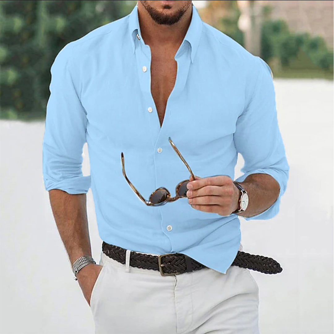 Herren Elegantes Langarmhemd aus hochwertiger Baumwolle R&B