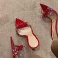 Damen transparente Mules mit Schleifenverzierung R&B