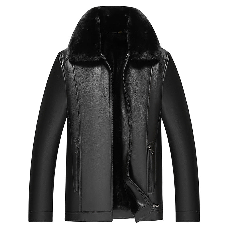 Herren warme Lammlederjacke mit gefüttertem Kragen R&B