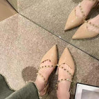 Damen elegante Slingback Ballerinas mit zarten Riemchen R&B