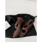 Damen Elegante Ballerina mit Strassverzierungen R&B