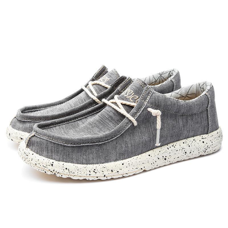 Herren nan lässiger Mokassin-Sneaker aus Jeansstoff mit elastischer Tau-Schnürung und gepolsterter Komfortsohle R&B